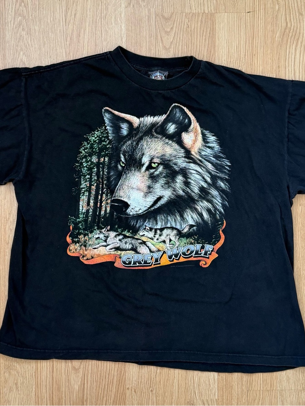Vintage Grey Wolf Graphic T-Shirt Black Nature Wildlife XXL
